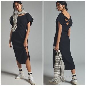 Anthropologie daily practice dolman sleeve Black Midi Dress size s